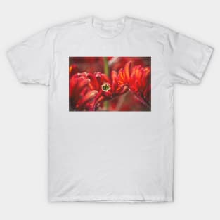 Bee Pollinating Red Flowers T-Shirt